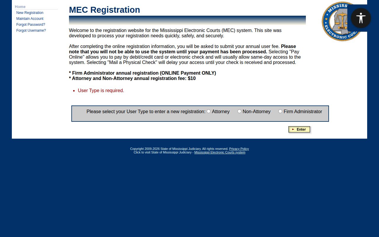 George County court disposition record access through Mississippi Electronic Courts